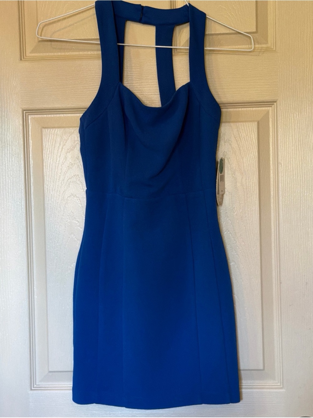 Social Code Women's Royal Blue Halter Bodycon Textured Mini Dress Sz 5 NWT